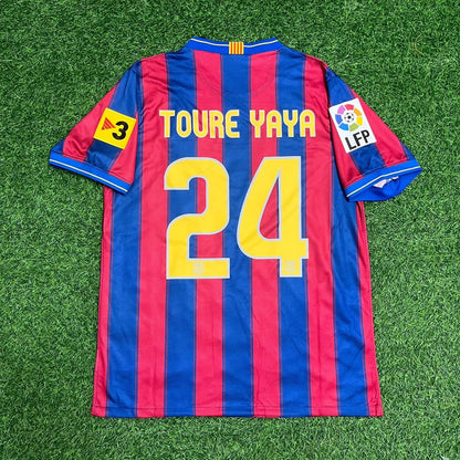 Yaya Toure 24 - Barcelona Home 2009/2010 Retro Kit Jersey Maillot Trikot Soccer Shirt