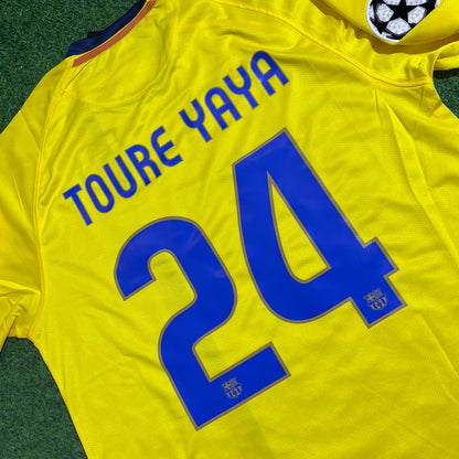 Camiseta de fútbol retro amarilla de visitante del FC Barcelona temporada 08/09 de Yaya Touré