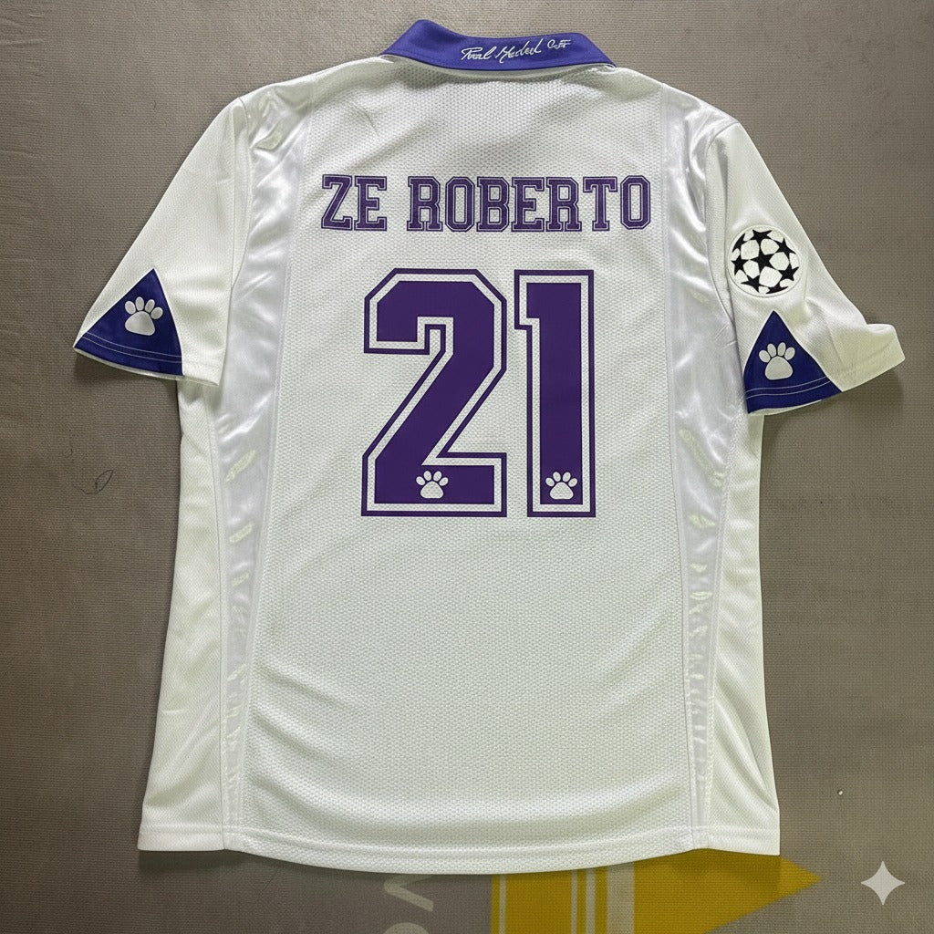 Zé Roberto 21- Real Madrid 1998-1999 Season Retro Vintage Jersey Soccer Shirt