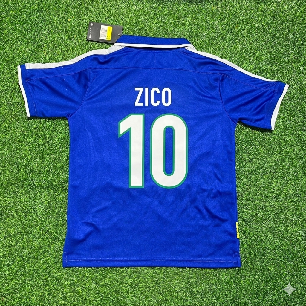 Camiseta de fútbol retro azul de Zico Brasil
