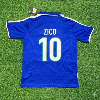 Camiseta de fútbol retro azul de Zico Brasil