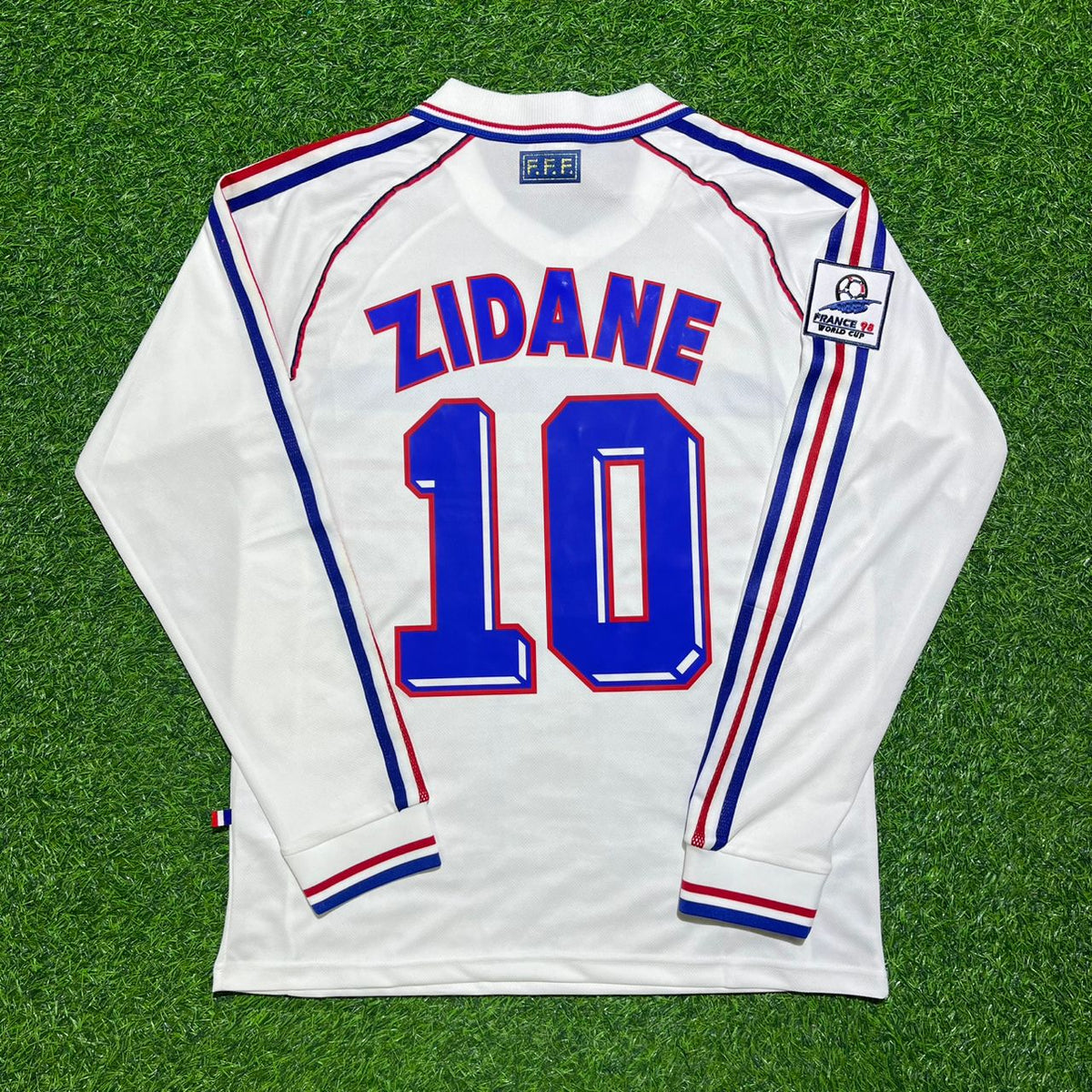 Zinedine Zidane #10 France 1998 World Cup White Away Long Sleeve Retro Jersey