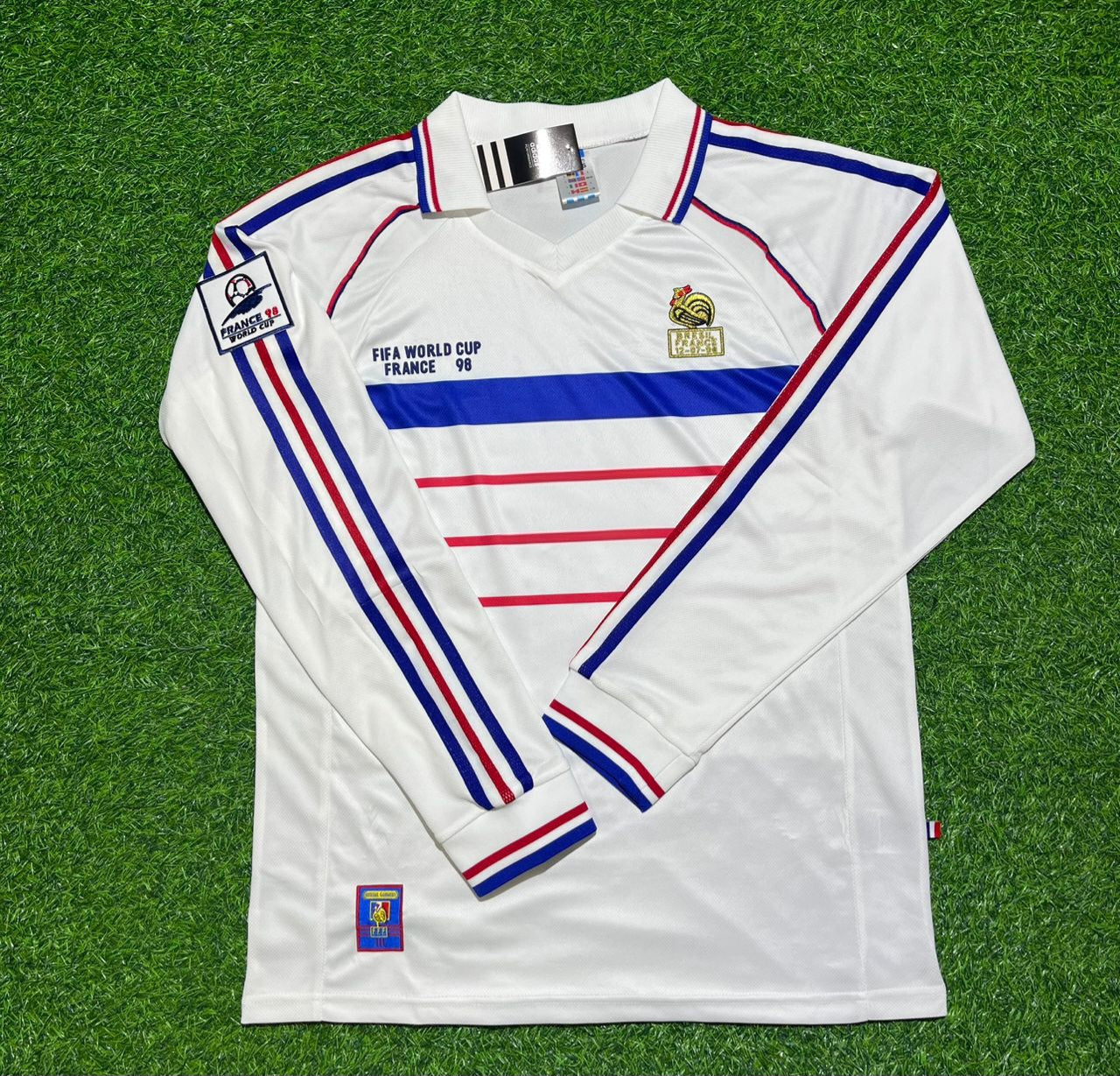 Frankreich 1998 WM Auswärtstrikot Weiß Langarm Retro-Trikot