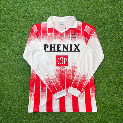 Zinedine Zidane Cannes 1990–1992 Retro Langarm-Fußballtrikot-Set