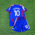 Zinedine Zidane #10 Frankreich 2006 WM Kinder Blau Retro Fußballtrikot Set