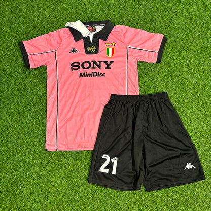 Camiseta de fútbol retro rosa para niños de Zinedine Zidane Juventus 1996–1998