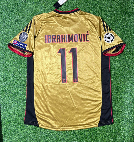 Maillot rétro doré Zlatan Ibrahimović n° 11 de l’AC Milan