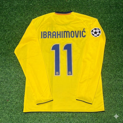 Maillot de football rétro jaune extérieur du FC Barcelone 08/09 Zlatan Ibrahimovic