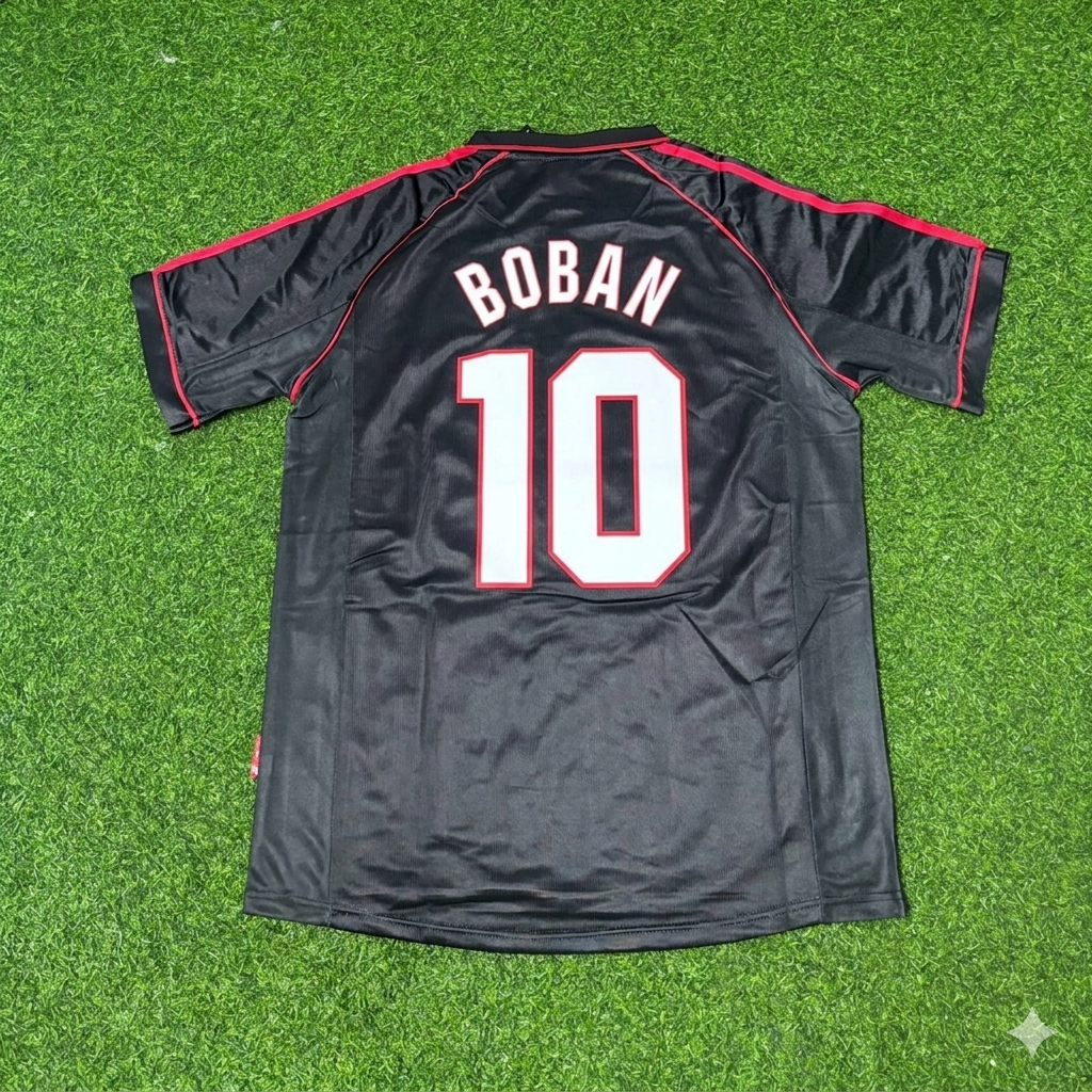 Zvonimir Boban #10 AC Mailand 1998-1999 Schwarzes Retro-Fußballtrikot